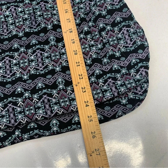 Womans Top Shirt Medium Mock Neck Tunic Purple Print Long Sleeve Pocket Comfy - Picture 11 of 11